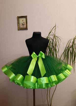 Спідничка зелена пишна фатинова костюм капустинка лісова фея Дінь