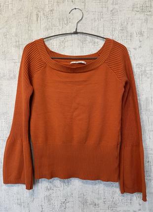 Кофтинка на весну тонкий светр помаранчевий M кофта свитер оранже