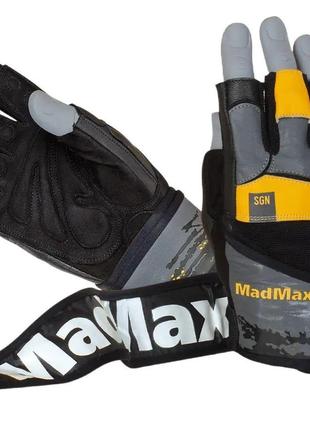 Рукавички для фітнесу MAD MAX Signature MFG 880, Black/Grey/Ye...