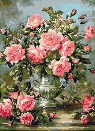Картина по номерам 40×50 см. Букет пионовидных роз. Brushme 1968