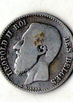 Бельгія - Бельгия › Король Леопольд II 1 франк 1866 рік срібло...