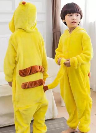 Костюм детская пижама кигуруми Покемон желтый Пикачу Детские к...