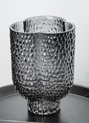 Стекляная ваза для цветов и декора 18 см