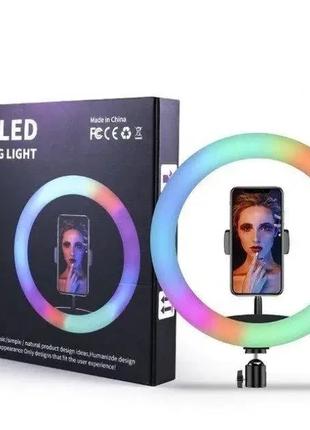 Светодиодная кольцевая LED лампа для селфы, фото и видео RGB M...