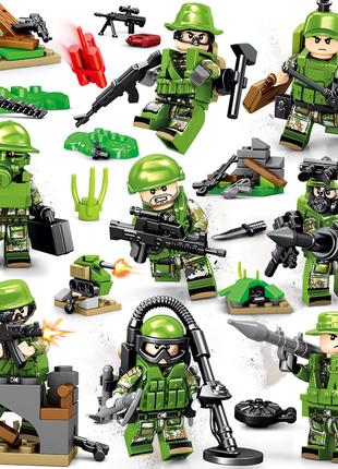 Конструктор фигурки человечки военные спецназ солдаты зеленые ...