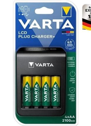 Зарядний пристрій VARTA LCD PLUG CHARGER + 4AA 2100mAh (1/4,
A...