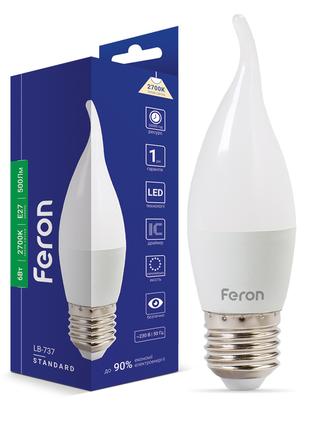 Світлодіодна лампа Feron LB-737 6Вт E27 2700K свічка на вітрі