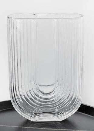 Стекляная ваза для цветов и декора 22 см