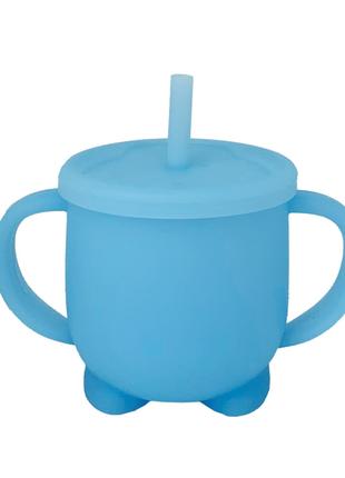 Силиконовая чашка-поилка с крышкой MGZ-0302(Blue) 200 мл