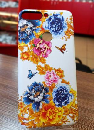 Чехол-накладка на телефон Huawei Y7 Prime 2018 c принтом цветов