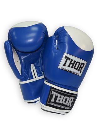Перчатки боксерские THOR COMPETITION 14oz /Кожа /сине-белые