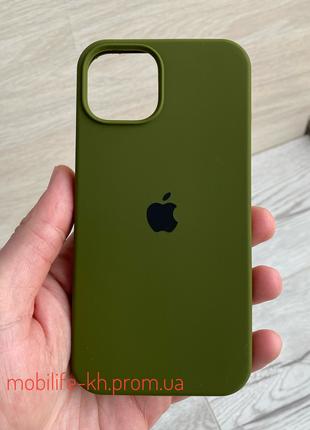 Чехол Silicone case iPhone 14 Хаки ( Силиконовый чехол iPhone ...