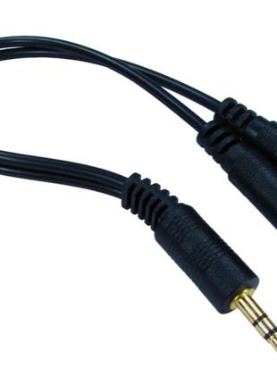 Prime stereo audio cable 3.5mm male 2*3.5mm female 15 cm Black...