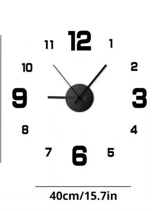 Часы настенные 3D, черные. 40 см. Арабские цифры