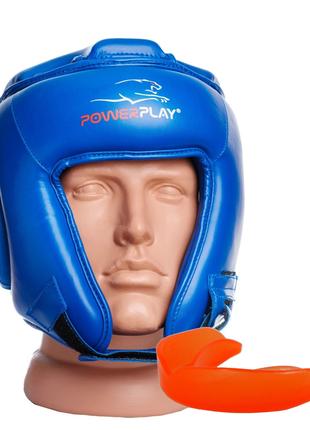 Боксерський шолом турнірний PowerPlay 3045 Синій XL (капа в по...