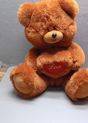 Плюшевый мишка медведь Тедди с сердцем коричневый 60 см