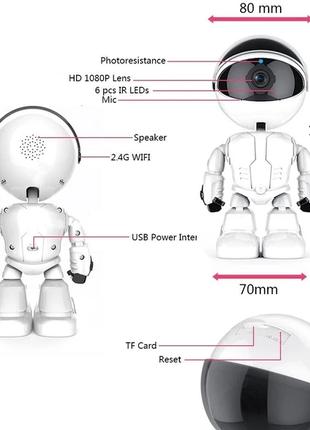Цифрова поворотная Wi-Fi видеоняня Robot 2mp FullHD