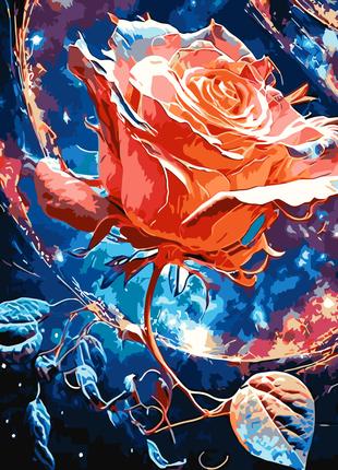 Картина по номерам 40×50 см Kontur. Неземная роза с красками м...