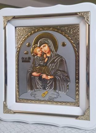 Почаевская икона Божией Матери под серебро 24х21см