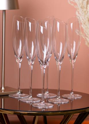 Бокал для шампанского фигурный из тонкого стекла набор 6 шт