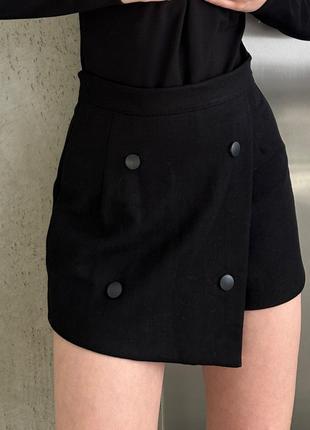 Женская юбка-шорты из кашемира цвет черный р.42/44 452376