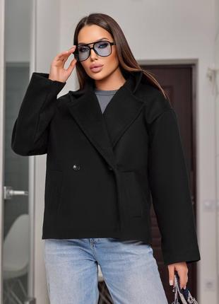 Женское пальто из кашемира цвет черный р.42/44 447342