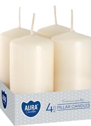Набір свічок 4 шт. циліндр Bispol AURA Candles Молочний (sw40/...