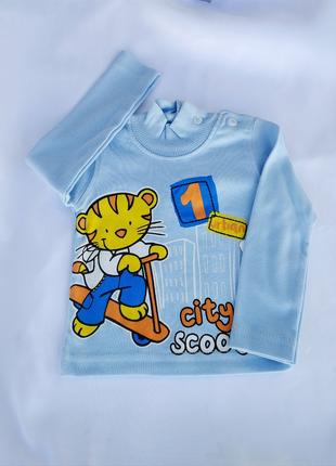 Водолазка,гольф для хлопчика блакитного кольору, аплікація тигра