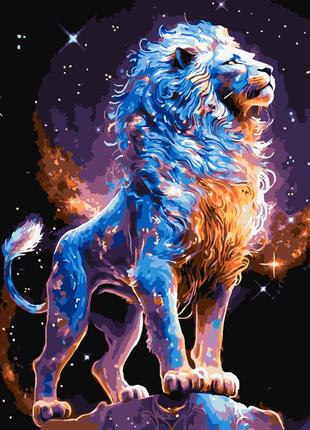 Картина по номерам 40×50 см Kontur. Звездный лев с красками ме...