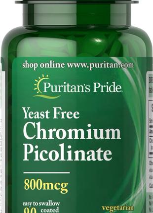 Chromium Picolinate 800 mcg Yeast Free, 90 таблеток
