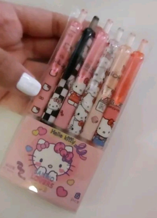 Набір чорних гелевих ручок 6 шт. Хеллоу Кітті Sanrio Hello Kitty