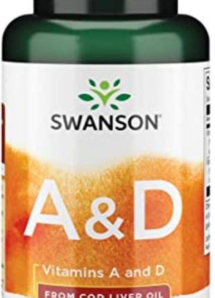 Вітаміни A і D Swanson Vitamins A & D 250 Sgels