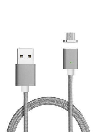Магнітний кабель USB 2.0/Micro, 1 m, 2 А, індикатор заряду, тк...