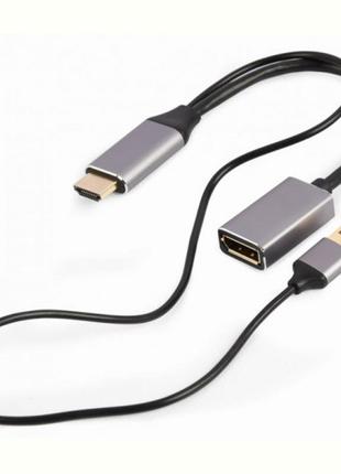 Адаптер Cablexpert HDMI — DisplayPort (M/F), 0.1 м, Black/Grey...