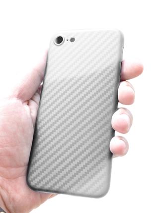 Ультратонка пластикова накладка Carbon iPhone 7 Plus/8 Plus white