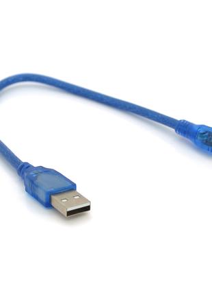 Кабель USB 2.0 (AM/Micro 5 pin) 5 м, прозорий синій, Пакет