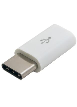 Переходник microUSB(F) = Type-C(M), White, OEM