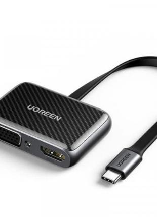 Адаптер Ugreen CM303 HDMI+VGA — USB Type-C (F/M), Black (70549)