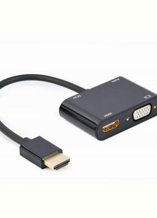 Адаптер Cablexpert HDMI — HDMI/VGA+Аудіо 3.5 мм, M/F, 0.15 м, ...