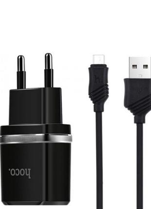 Мережевий зарядний пристрій HOCO C12 Smart dual USB (Micro cab...