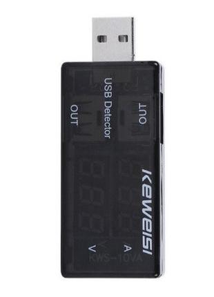 USB тестер Keweisi KWS-10VA напруги (3-8V) і струму (0-3A), Black