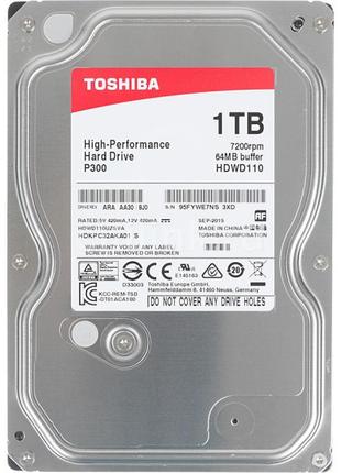 Накопитель HDD SATA 1.0TB Toshiba P300 7200rpm 64MB (HDWD110UZ...