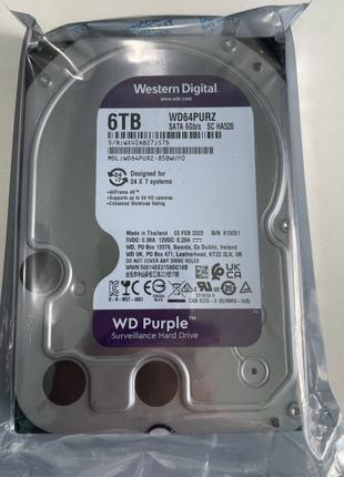 Накопичувач HDD SATA 6.0TB WD Purple 5400 rpm 256MB (WD64PURZ)