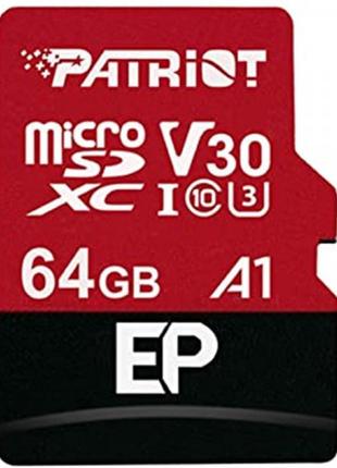 Картка пам'яті MicroSDXC 64 GB UHS-I/U3 Class 10 Patriot EP A1...