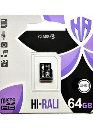 Картка пам'яті MicroSDXC 64 GB Class 10 Hi-Rali (HI-64GBSDCL10...