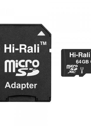 Картка пам'яті MicroSDXC 64 GB UHS-I/U3 Class 10 Hi-Rali + SD-...