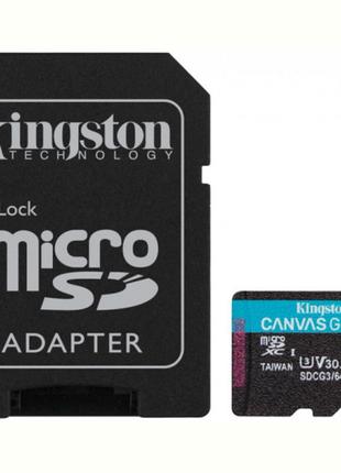 Картка пам'яті MicroSDXC 64 GB UHS-I/U3 Class 10 Kingston Canv...