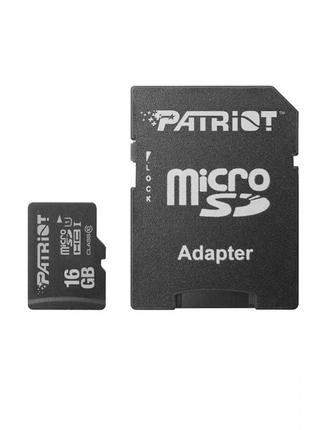 Картка пам'яті MicroSDHC 16 GB UHS-I Class 10 Patriot LX + SD-...