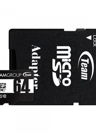 Картка пам'яті MicroSDHC 64 GB UHS-I Class 10 Team Black + SD-...