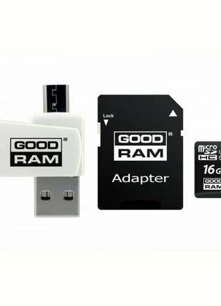 Картка пам'яті MicroSDHC 16 GB UHS-I Class 10 GOODRAM + SD-ada...